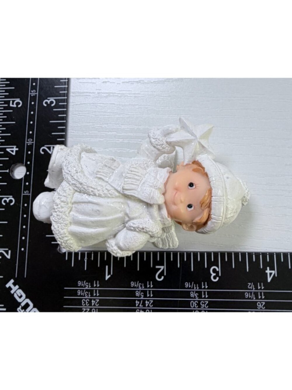 Winter White Angel Figurine Holding Star Glitter Accents Christmas Decor - Picture 3 of 9